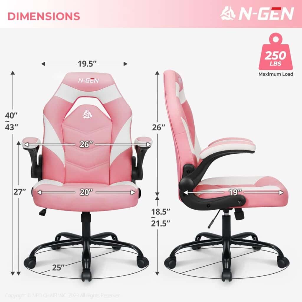 Dimension of the Pink Gaming Chair​